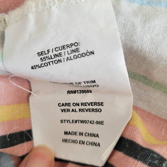 Taylor & Sage Linen Tank Striped Battenberg Lace High Neck Women Small - Picture 12 of 12